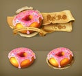 Glazed ring doughnuts vector icons