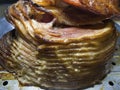 Glazed Spiral Sliced Ham Fresh From the Oven After Cooking Royalty Free Stock Photo