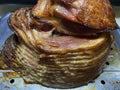 Glazed Spiral Sliced Ham Fresh From the Oven Royalty Free Stock Photo