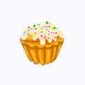 Glazed sprinkle vanilla muffin isolated on the white Royalty Free Stock Photo