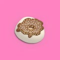 Glazed White Donut 3d rendered realistic design set of elements. Sweet food, donuts with sprinkle