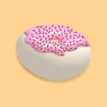 Glazed White Donut 3d rendered realistic design set of elements. Sweet food, donuts with sprinkle