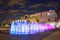 Glazier Children`s Museum At Night With Water Feature On