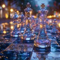 Gleaming Chess Pieces Awaiting the Next Strategic Move The shapes blur into the board Royalty Free Stock Photo