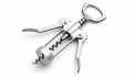 Gleaming chrome wing corkscrew on a stark white background, ready for wine, Generate with AI Royalty Free Stock Photo