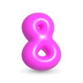 Gleaming Fuchsia balloon number Eight. 3d realistic design element. For anniversary