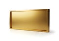 A gleaming golden rectangular frame with subtle decorative detailing presented against a clean white backdrop Royalty Free Stock Photo