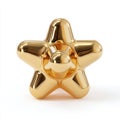 Shiny Golden Star Shape Abstract Object With Reflections Isolated On White Studio Background Royalty Free Stock Photo