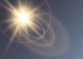 Gleaming golden vector sun with lens flare