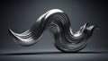 Gleaming metallic liquid sculpture with smooth flowing curves and reflective surface against a dark gradient background Royalty Free Stock Photo