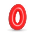 Gleaming red balloon number Zero Nil. 3d realistic illustration. For Sales