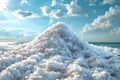 Concept Salt Mounds, Serene Sky, Nature Photography Gleaming Salt Mounds Against a Serene Sky