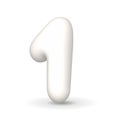 Gleaming white balloon number one. 3d realistic illustration. For events