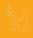 Glecaprevir hepatitis C virus drug molecule. Skeletal formula.