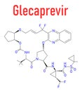 Glecaprevir hepatitis C virus drug molecule. Skeletal formula.