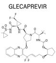 Glecaprevir hepatitis C virus drug molecule. Skeletal formula.