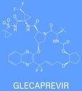 Glecaprevir hepatitis C virus drug molecule. Skeletal formula.