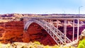 The Glen Canyon Bridge over the Colorado River viewed from the Glen Canyon Dam Overlook near Page, Arizona Royalty Free Stock Photo