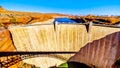 The Glen Canyon Dam with Lake Powell behind the dam, created by the Colorado River Royalty Free Stock Photo