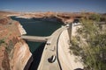 Glen Canyon Dam dam and Lake Powell from the Carl Hayden Visitor Centre Royalty Free Stock Photo