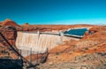 Glen Canyon Dam over Colorado near Page, Arizona. Royalty Free Stock Photo