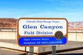 Glen Canyon Field Division of Colorado River Storage Project sign at Glen Canyon Dam on Colorado river - Page, Arizona, USA - 2020 Royalty Free Stock Photo