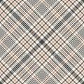 Glen check plaid pattern. Autumn tartan vector in grey and beige. Tweed background for spring autumn winter jacket, coat, dress.