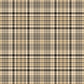 Glen check plaid pattern in gold, black, beige. Seamless tweed tartan background illustration for spring autumn winter jacket. Royalty Free Stock Photo