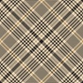 Glen check plaid pattern in gold brown, beige, black. Seamless diagonal tartan for dress, jacket, skirt, blanket, throw. Royalty Free Stock Photo