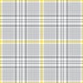 Glen check plaid pattern in grey, yellow, white. Seamless hounds tooth vector plaid background texture for jacket, skirt, trousers Royalty Free Stock Photo