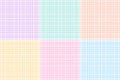 Glen check plaid pattern set in pastel colorful lilac, blue, green, pink, orange, yellow, white. Seamless light tartan vector. Royalty Free Stock Photo