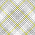 Glen check seamless texture in grey, yellow, white. Light tweed tartan plaid hounds tooth graphic vector for jacket, coat, skirt.