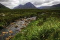 Glen Coe, Scotland, river with mountains and cloud in background Royalty Free Stock Photo