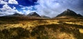 Glen Etive Panorama in the Highlands of Scotland Royalty Free Stock Photo