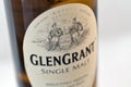 Glen Grant Speyside Single Malt Scotch Whisky bottle closeup