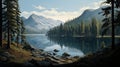 Glen Of A Lake: Realistic Hyper-detailed Painting Of Whistlerian Landscape