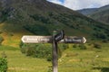 Sign leading to Ben Nevis in Glen Nevis in the Scottish highlands Royalty Free Stock Photo