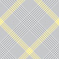 Glen pattern in grey, yellow, white. Seamless hounds tooth tweed tartan check plaid for jacket, coat, skirt, trousers, blanket. Royalty Free Stock Photo