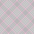 Glen plaid pattern background. Seamless diagonal check plaid graphic in pink and grey. Royalty Free Stock Photo