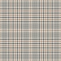 Glen plaid pattern in grey and beige. Seamless hounds tooth vector tweed tartan plaid background texture for skirt, blanket.