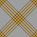 Glen plaid pattern in grey, yellow, white. Herringbone seamless light large check plaid vector graphic background for skirt. Royalty Free Stock Photo