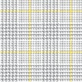 Glen plaid pattern in grey  yellow  white. Hounds tooth abstract check plaid tartan background for jacket  skirt  trousers  dress Royalty Free Stock Photo