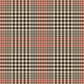 Glen plaid pattern with herringbone texture for autumn winter in gold brown, black, red, beige. Seamless textured tweed graphic. Royalty Free Stock Photo