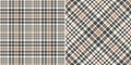 Glen plaid pattern print set for dress, jacket, skirt, trousers, blanket. Seamless tweed tartan check vector illustration in grey.