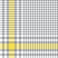 Glen plaid pattern. Seamless grey, yellow, and white hounds tooth tartan check plaid background for trousers, coat, skirt, jacket. Royalty Free Stock Photo