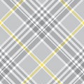 Glen plaid pattern. Seamless hounds tooth check plaid texture in grey, yellow, white for trousers, coat, skirt, jacket, blanket. Royalty Free Stock Photo