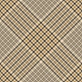 Glen plaid pattern. Seamless tweed tartan vector graphic background illustration in gold brown, beige, black for dress, skirt. Royalty Free Stock Photo