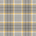 Glen plaid pattern seamless in yellow, dark brown, white. Seamless tartan check graphic background vector for dress, skirt, throw. Royalty Free Stock Photo