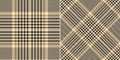 Glen plaid pattern set for autumn winter in gold brown, beige, black. Seamless neutral tartan check plaid graphic vector for shirt Royalty Free Stock Photo