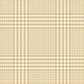 Glen plaid pattern spring autumn in gold white. Seamless herringbone vector tweed plaid background texture for jacket, skirt. Royalty Free Stock Photo